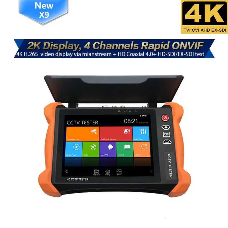 HD CCTV тестер 8 дюймов 2K Retina Дисплей с защитой от солнечных лучей 4K ip 8MP TVI CVI 5MP AHD & SDI/EX