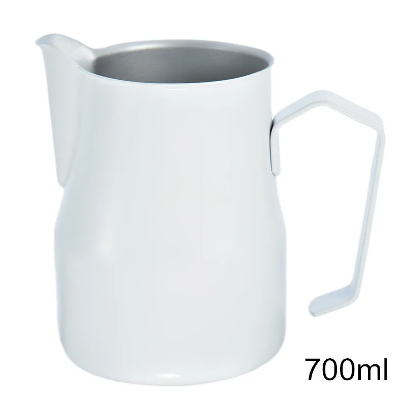 700ml White Кувшин для кофе, нержавеющая сталь, кувшин для вспенивания молока, кувшин для эспрессо, для кофе, Мока, капучино, латте, напиток, бариста, ремесло - Цвет: 700ml White