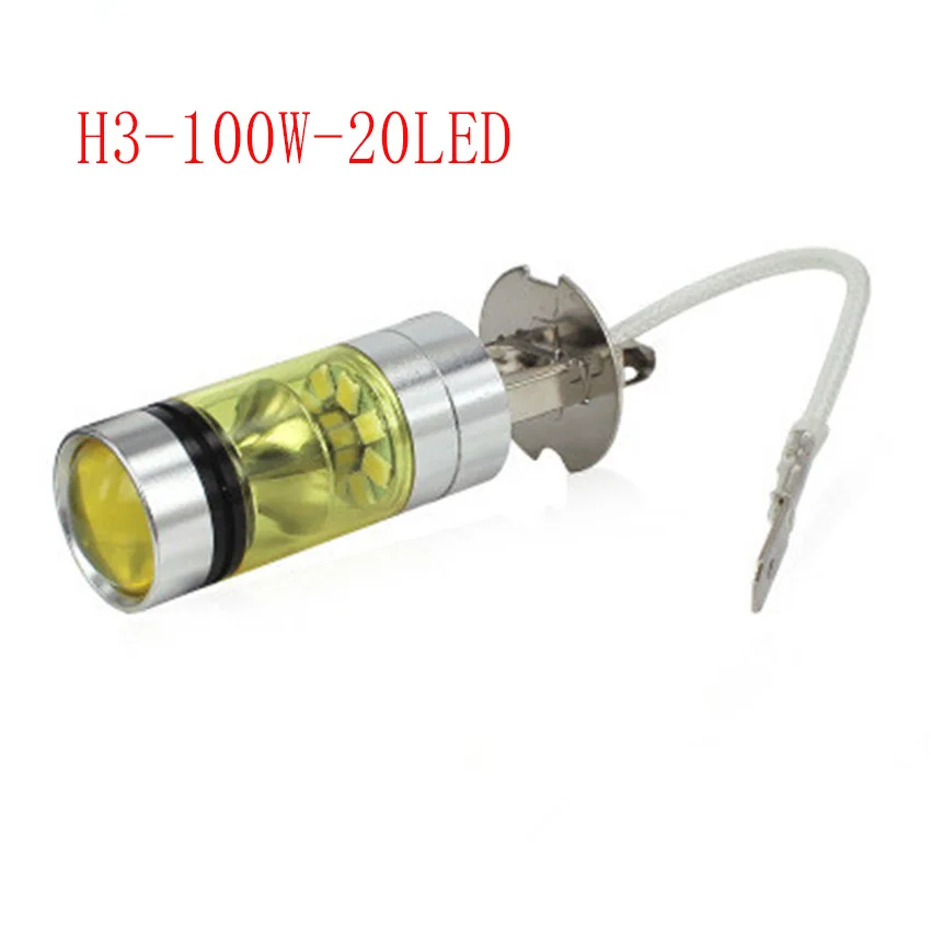 2 Pcs 100w H1 H3 20 SMD High Power Super Bright Golden Light Car LED high power fog lamp Running | Автомобили и мотоциклы