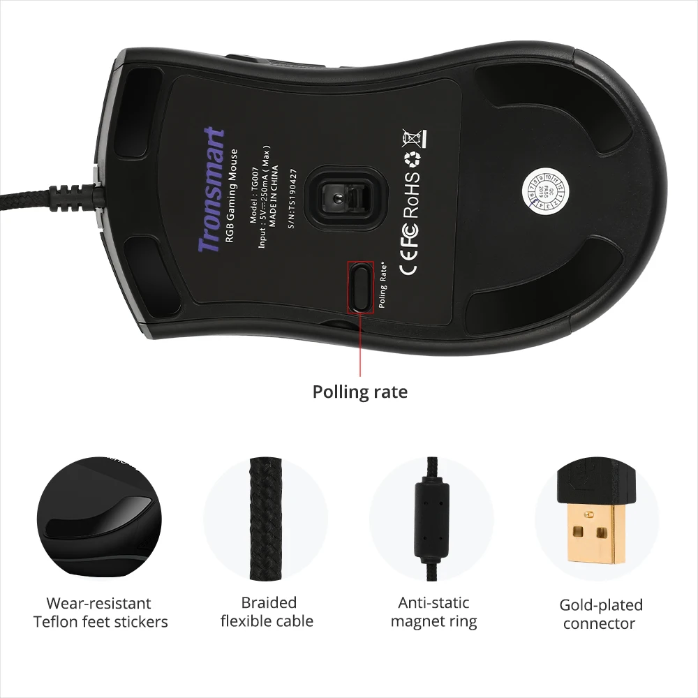 Tronsmart TG007 игровая мышь проводная геймер компьютерная с 16 8 м RGB 9 программируемых