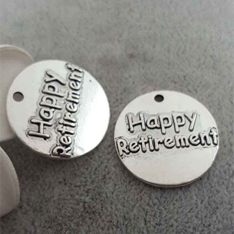 25 мм Старинное Серебро Покрытием Сплава Метки Диска Рельеф Надписи Счастливой