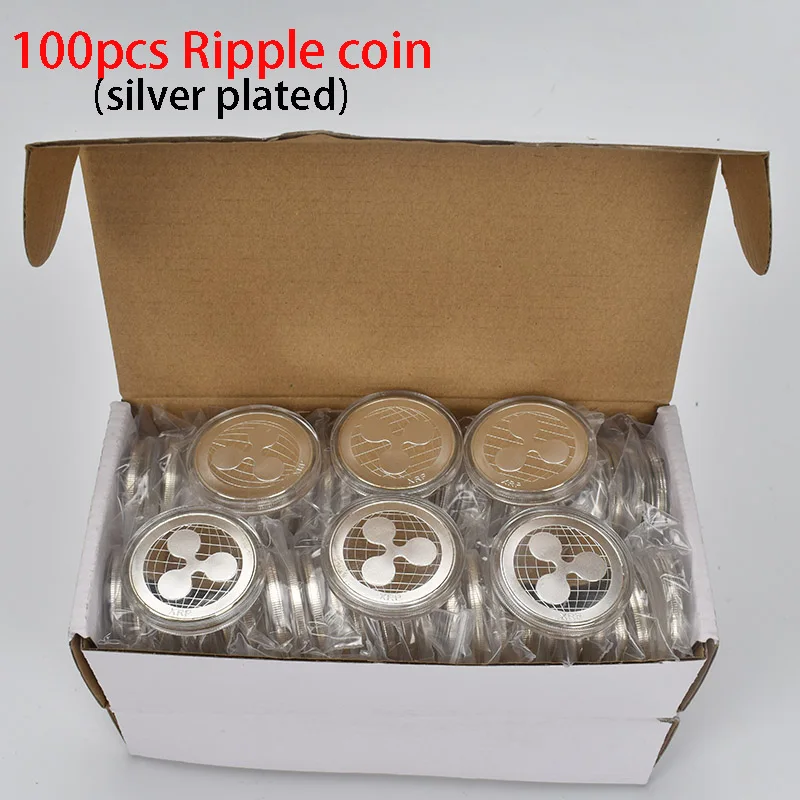 100pcs silver xrp 100 шт рябь монета XRP Золото Посеребренная криптовалюта металлическая монета для сбора - Цвет: 100pcs silver xrp