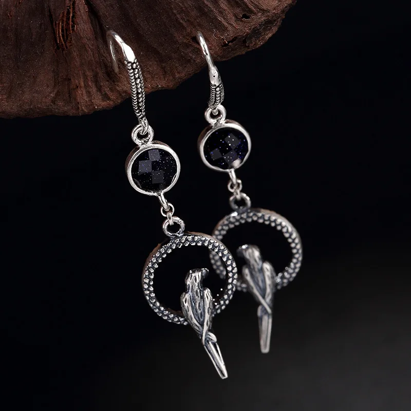 

2018 Special Offer New Carnelian Animal Brinco Sandstone Magpie Sterling Antique Matte Make Old Thai Lady Earrings Wholesale