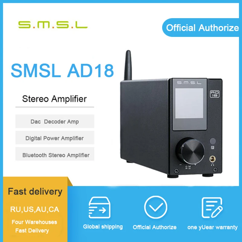 SMSL AD18 усилитель звука bluetooth мощности 80 Вт стерео usb цифровой аудио мини