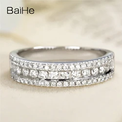 White Gold BAIHE Solid 14 K желтое золото 0.60ct Сертифицированный H/SI круглый вырез натуральные Алмазы обручальные женские модные элегантные кольца - Цвет камня: White Gold