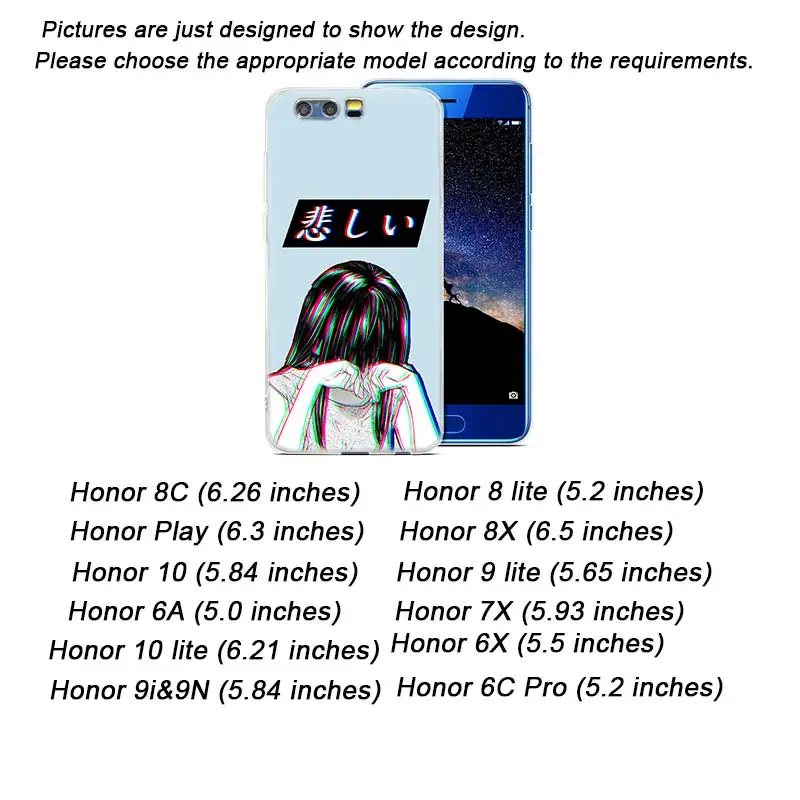 Чехол аниме для huawei Honor Play 10 9 9i 8C 8X8 7X 6A 6X lite 6C Pro TPU силиконовый чехол для телефона LEWD Sad японский