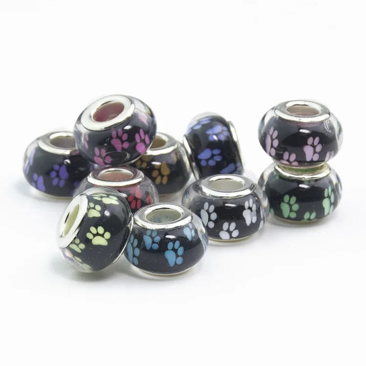 

3pcs/lot Bear's Paw Murano Glass Beads European Fit Charms Bracelets & Bangles