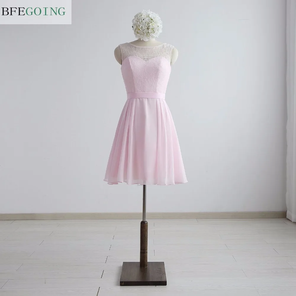 Розовое Шифоновое ТРАПЕЦИЕВИДНОЕ торжественное платье подружки невесты длиной