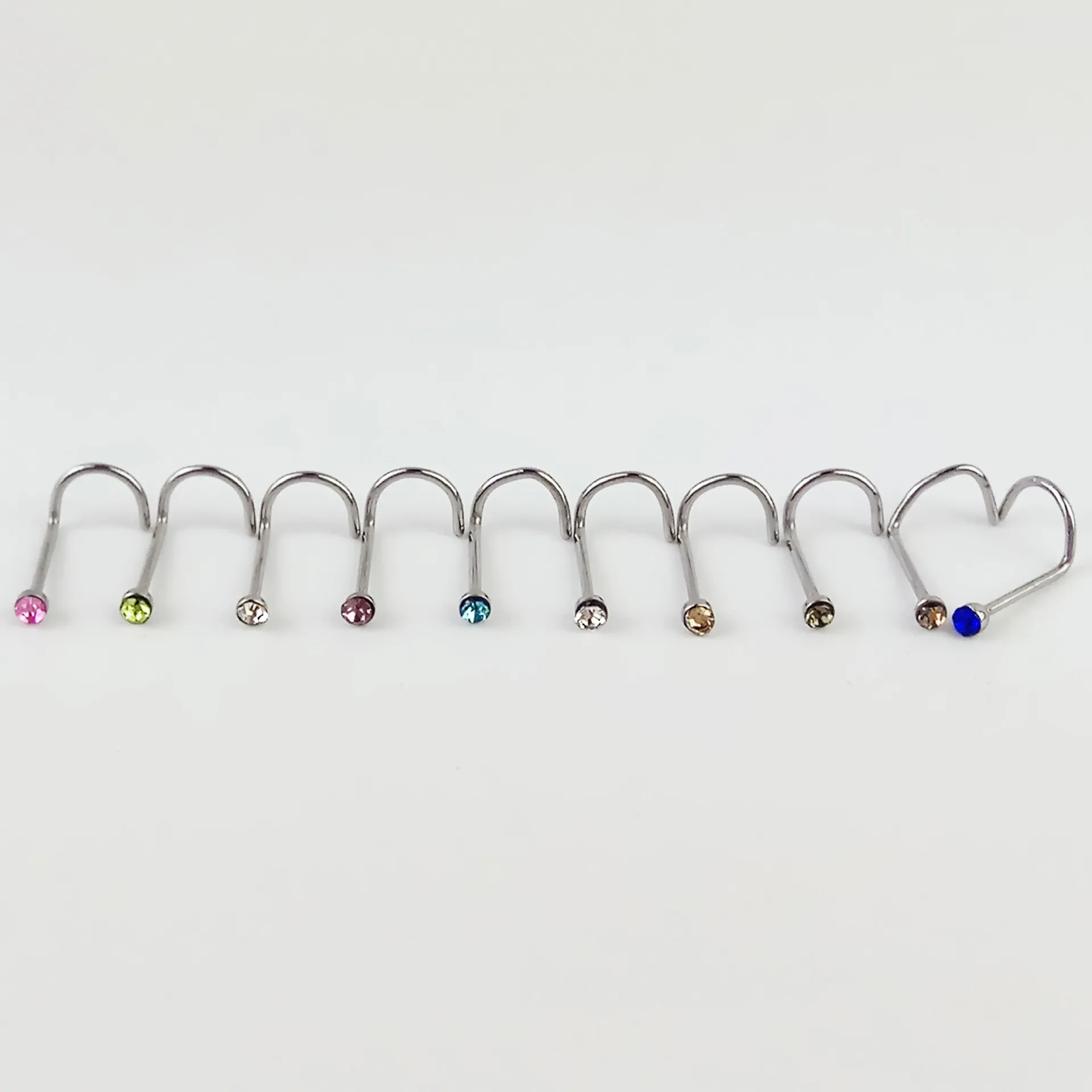 DoreenBeads титановые стальные винты для пирсинга тела 2 мм многоцветные Стразы носа