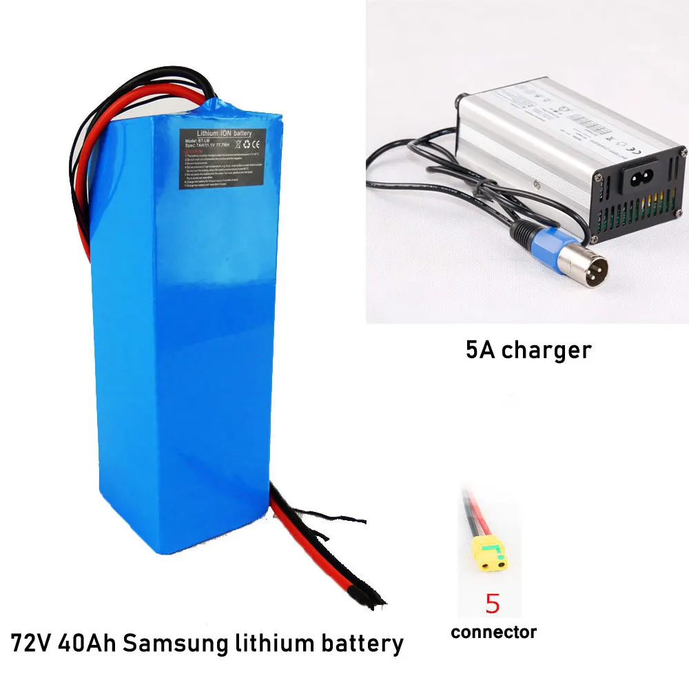 60V или 72V литиевая Батарея-серые кисточки с 5A зарядное устройство - Цвет: 72V 40Ah