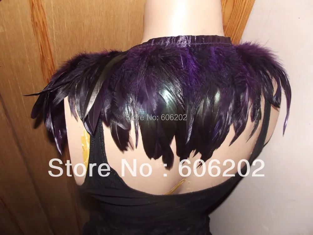 Ожерелье с перьями и цепочками спереди в горошек подвески острыми выступами 6