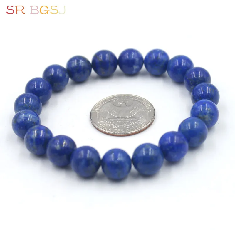 

Free Shipping 6 8 10 12mm Round Lapis Lazuli B Gems Blue Natural Stone Stretchy Women Fashion Bracelet 7" 7.5" 8"