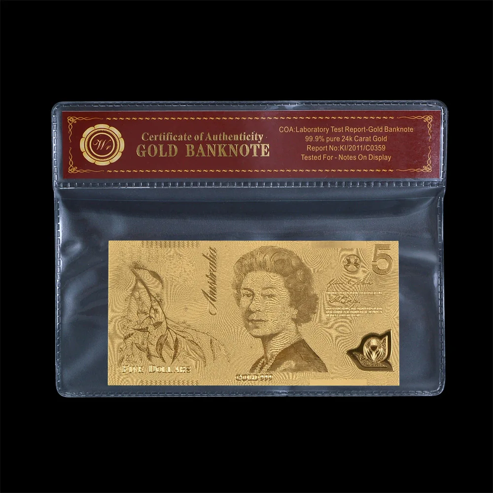WR украшения для дома австралийская Новая 5 фоловая Золотая банкнота 24k 999 9