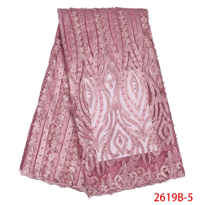 African Lace Fabric 2019 French lace high quality tulle mesh net fabric with sequins and beads Nigerian KS2619B-3 | Аксессуары для