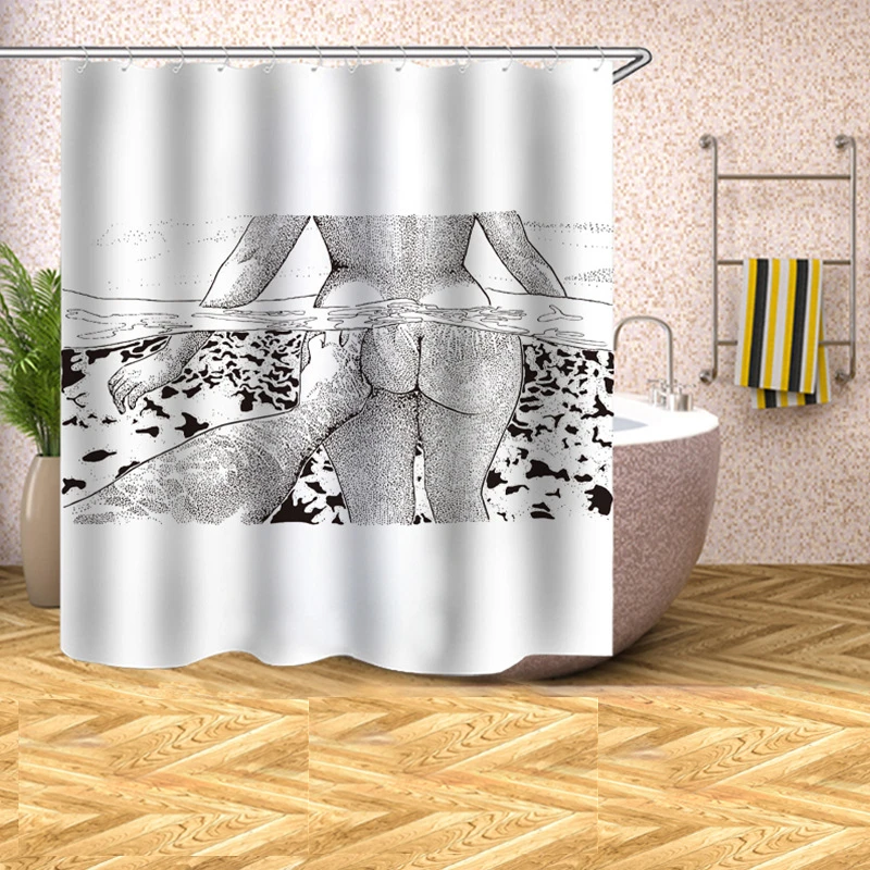 New 1PC Modern Minimalistic Animal Shower Curtain Moldproof Waterproof Bathroom Bath with C Type Hooks Curtains | Дом и сад