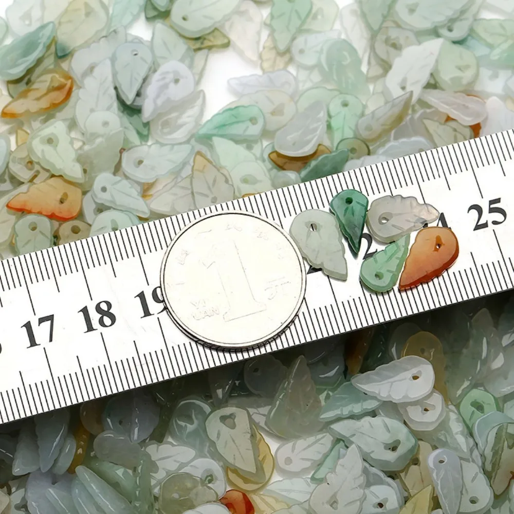 100 шт китайский натуральный нефрит класса А (жадеит) свободные изумрудные листья