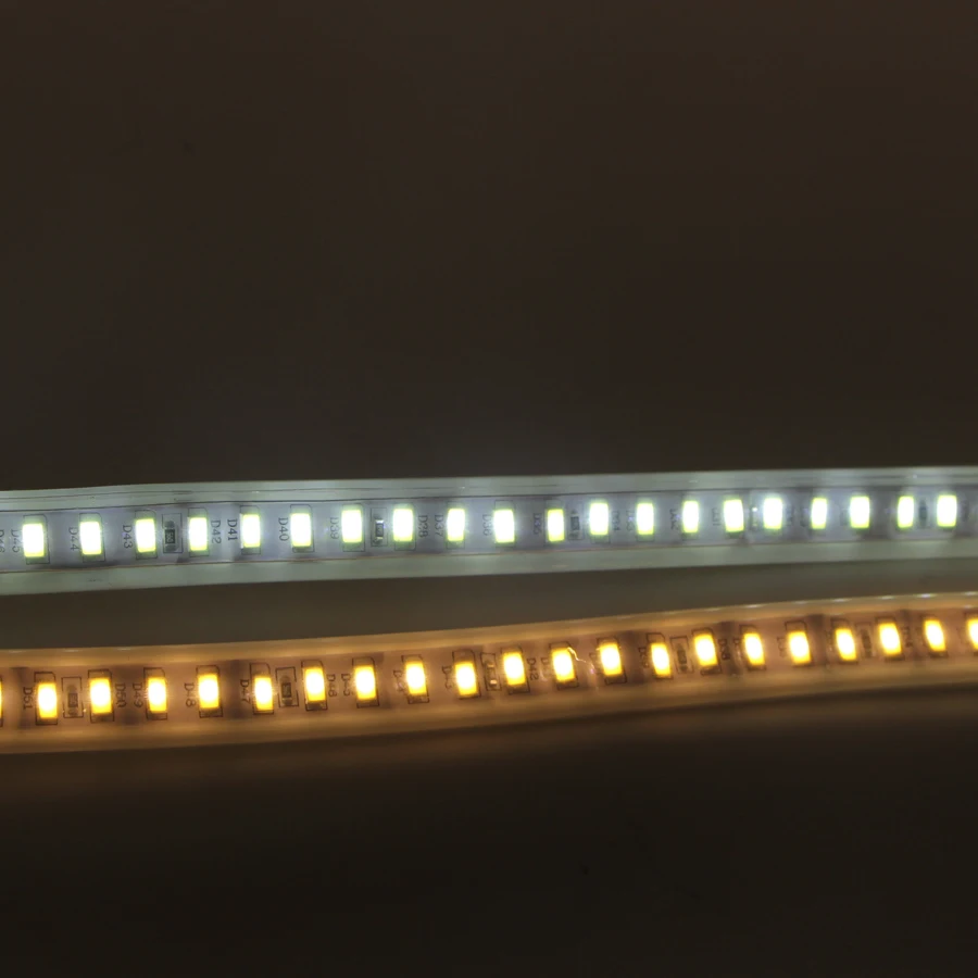 SMD 2835 с регулируемой яркостью 220 В светодиодный светильник 100 светодиодный s/m 1 м/5 м/10 м гибкий веревочный светильник для кухни, наружной садовой лампы с европейской вилкой