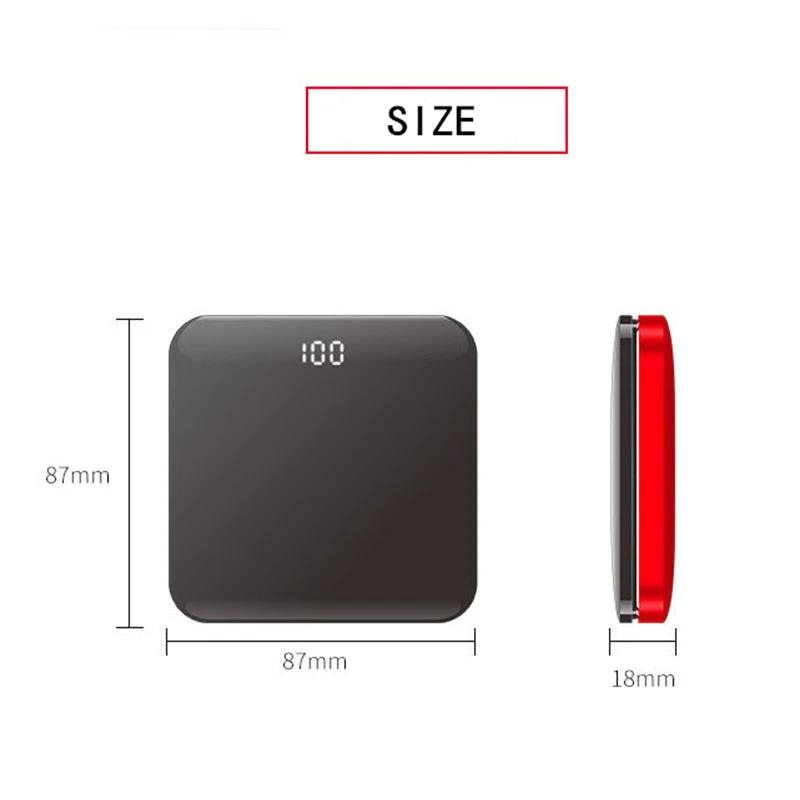 8000 mAh Новая мода мини банк питания 2.0A Быстрая зарядка двойной USB карманное зеркало алюминиевая Быстрая зарядка Внешняя батарея