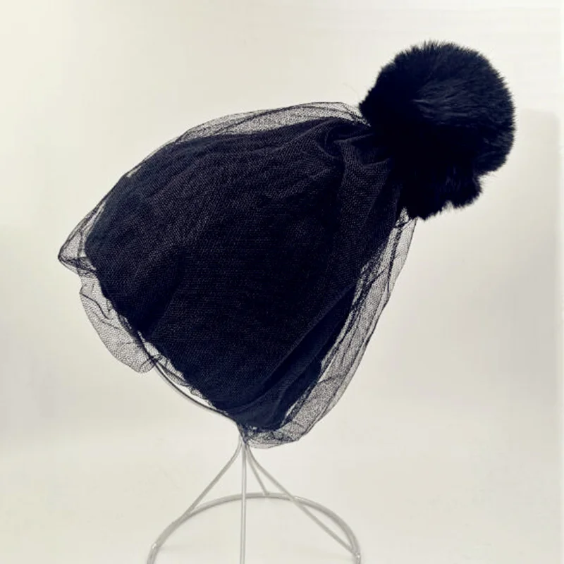 Новинка 2019 шапка с помпоном из искусственного меха сетчатая женская зимние