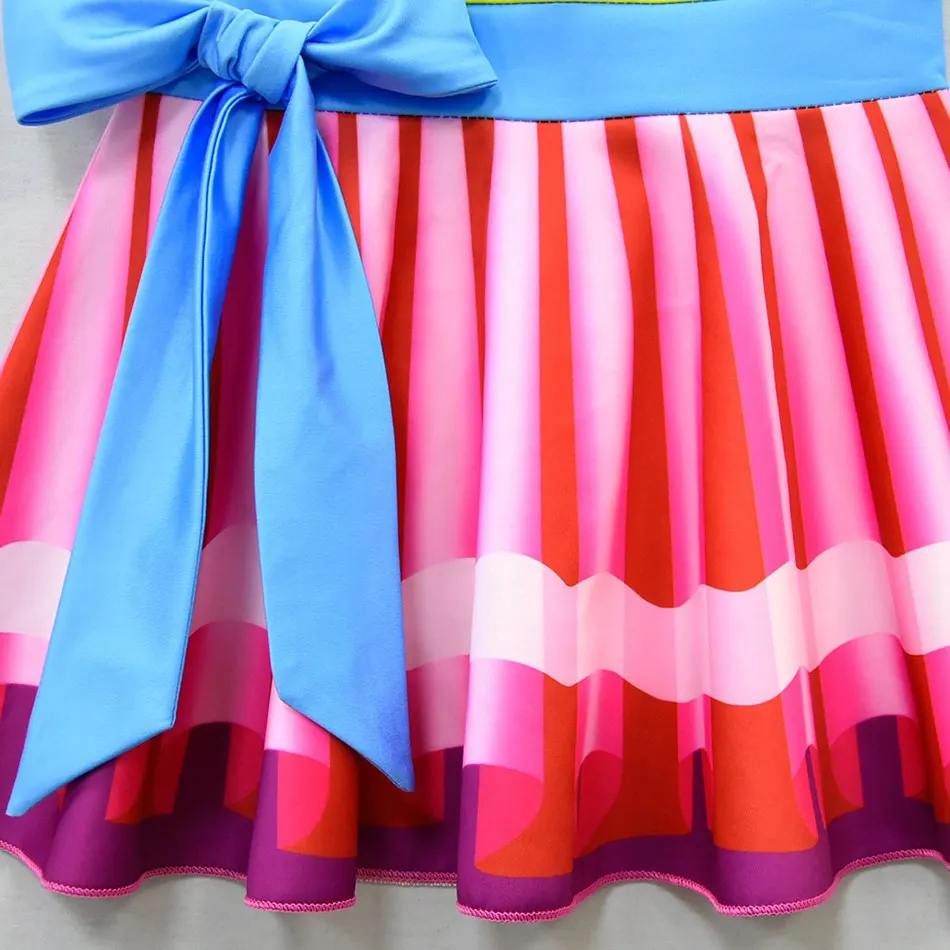 Summer Nancy Costume for Girls Ruffles Swing Flared Mini Dress with Bow Children Fancy Up Birthday Party Outfit Clothes | Детская одежда