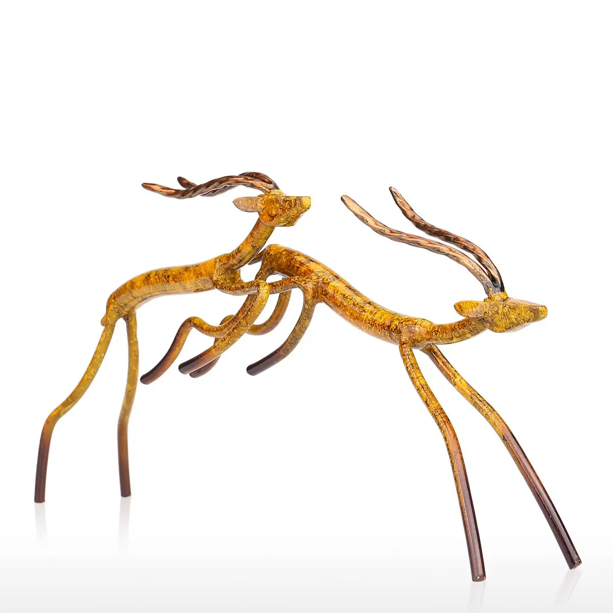 Tooarts 2 вида Leaping Antelope железная скульптура домашний декор ремесла металлическая
