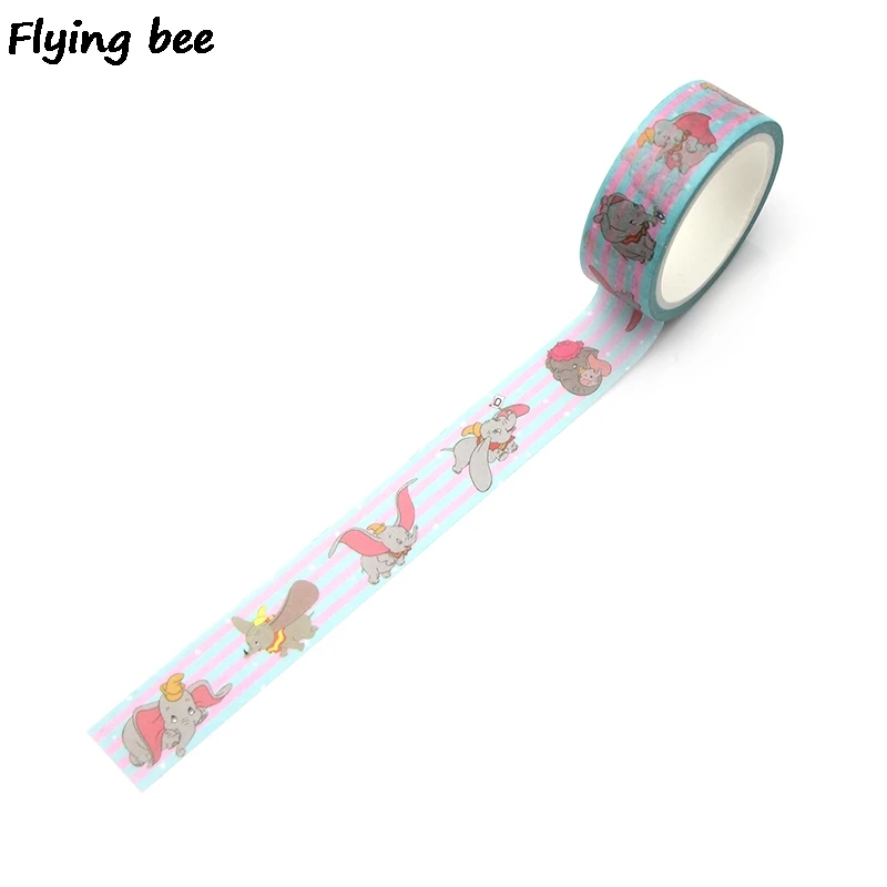 Flyingbee 15 мм X 5 м Бумага васи клейкие ленты слон Дамбо Kawaii клейкая лента DIY Скрапбукинг наклейка этикетка маскирующая лента X0263