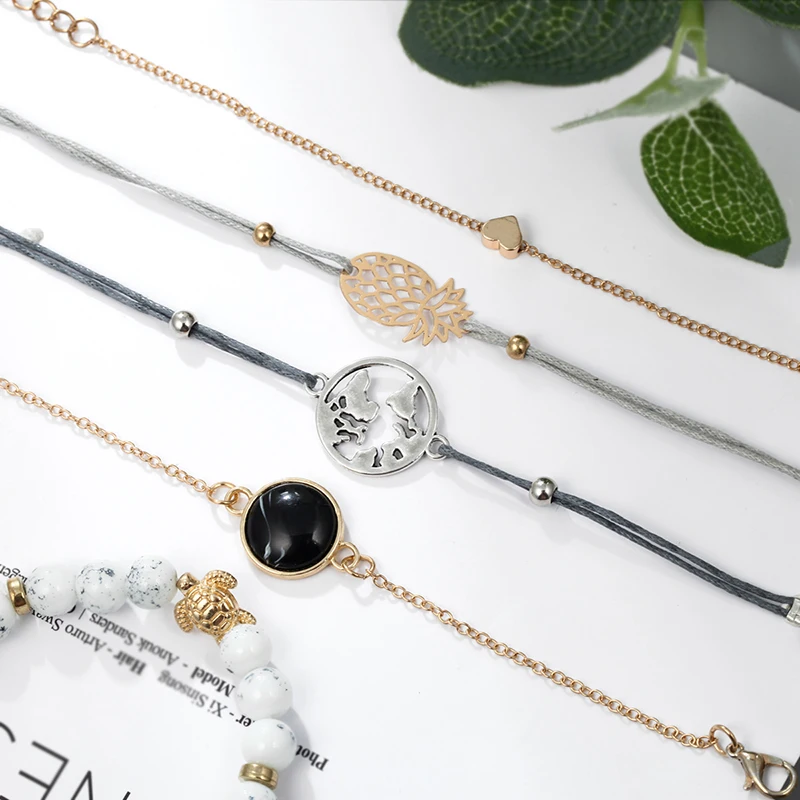 5 шт./компл. гламурный браслет в форме сердца с кисточками и бусинами набор