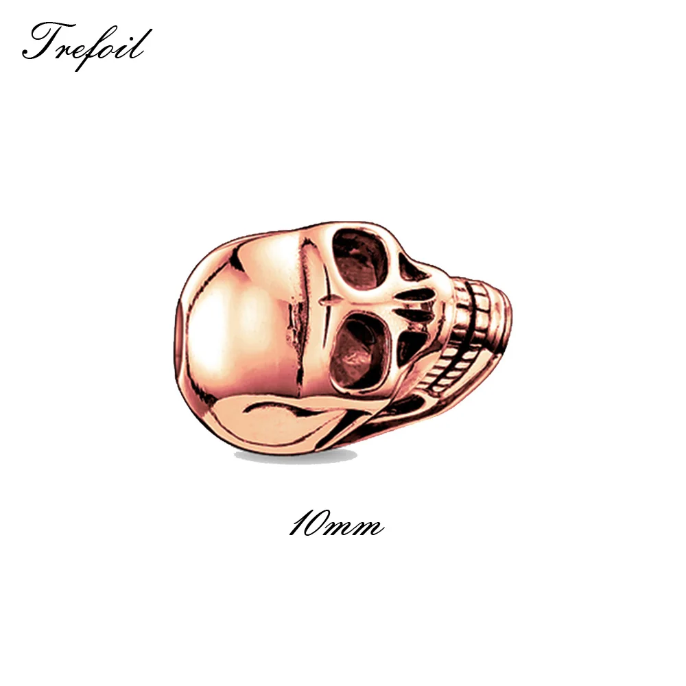 Skull 10mm DIY бусины черепа маори король Лилия, модные 925 пробы серебряные ювелирные изделия панк подарок для женщин мужчин подходят браслеты бусины для бисероплетения - Цвет: Skull 10mm