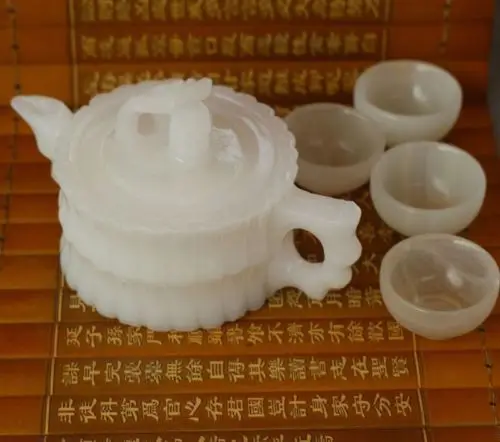 Нежный Афганистан белого нефрита чай чайник бамбук кубок вина | Дом и сад
