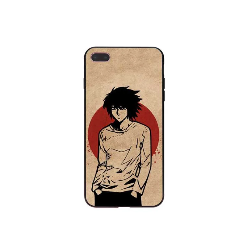 Смертная записка аниме черный мягкий чехол для телефона с изображением цветов