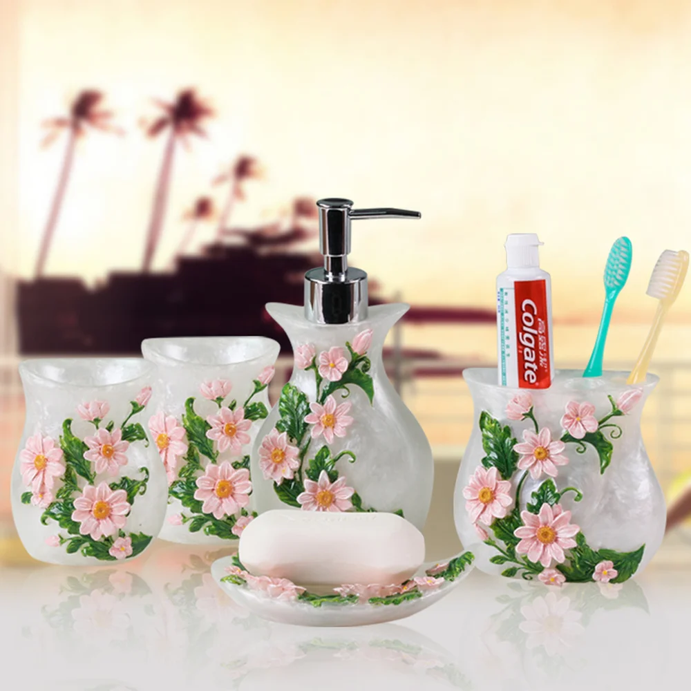 

European-style bathroom wash five-piece suit bathroom supplies resin toothbrush cup four kit hotel mouth cup tooth lo831106