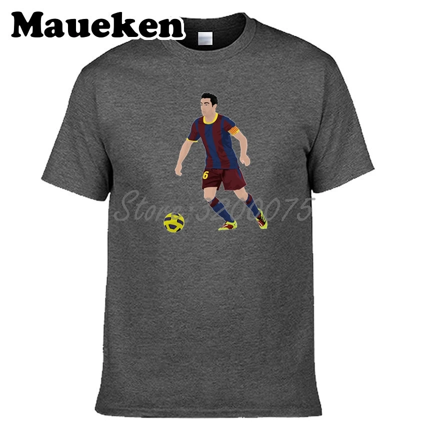 Мужская футболка Xavi Hernandez Creus 6 Legend Captain Spain с круглым вырезом W17072827|t shirt men|t shirttees men |