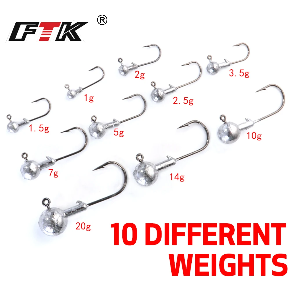 ФТК Jig Head рыболовный крючок для мягкий шэд приманки 1 0 г/1.5g/2.5g/3.5g/5g/7g/10g/14 г/20 г