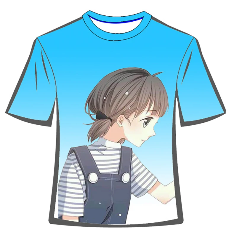 Футболка с цифровым принтом аниме футболка круглым вырезом и короткими рукавами