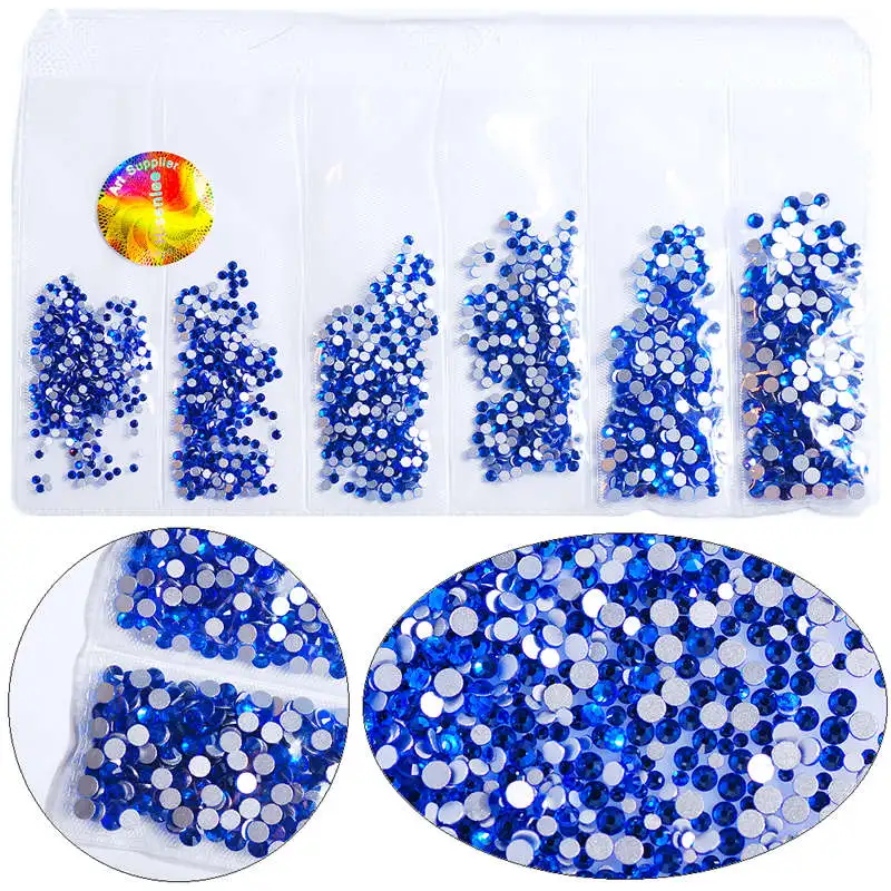 Blue Ss3 ss4 ss5 ss6 ss8 ss10 многоразовые стеклянные стразы для ногтей украшение для ногтей камни блестящие камни стразы 1728 шт - Цвет: Blue