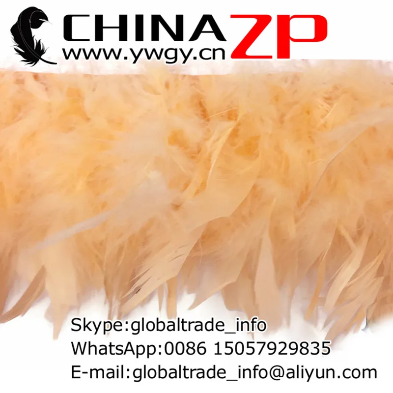 

CHINAZP Factory Wholesale 10Yards/lot Dyed Champagne Turkey Chandelle Feather Trim Fringe