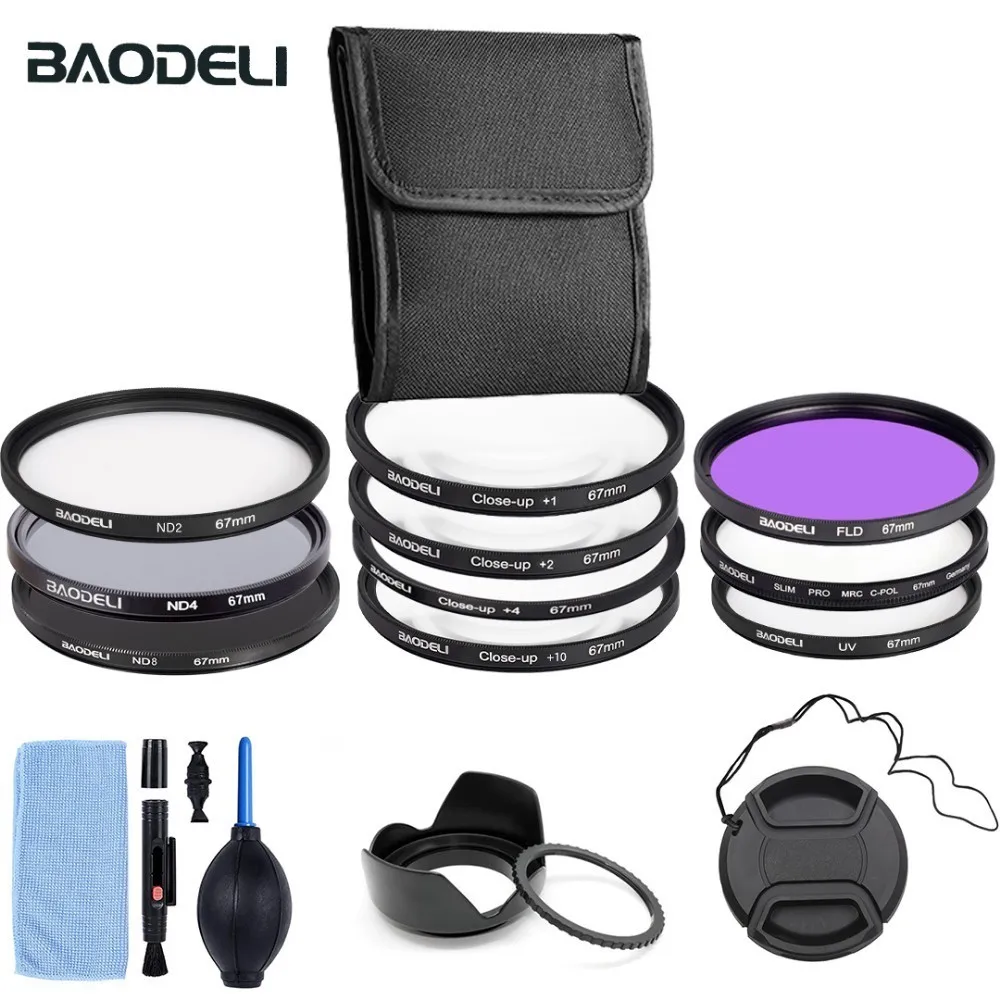 Набор фильтров BAODELI Nd Fld Uv, для объективов 49, 52, 55, 58, 62, 67, 72, 77, 82 мм, аксессуары для Nikon, Canon, Sony