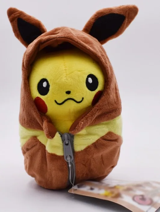 Eevee open eyes Плюшевый Пикачу игрушки куклы косплей Charizard Ekans Eevee спальный мешок мягкие куклы животных на Рождество подарок - Цвет: Eevee open eyes