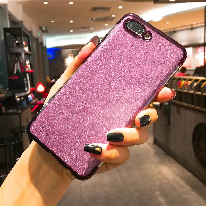 On for one plus 5T 6T case Fashion flash shinning soft TPU coque on 7 fashion back cover |