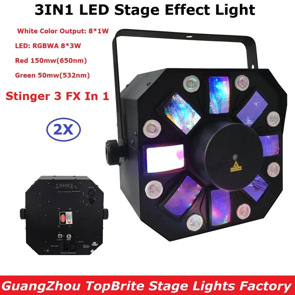 

2XLot Professional Dj Laser Lights 66W High Power Led Stage Effect Lights 8X3W RGBWA + 8X1W White Color LEDs For KTV Nightclubs