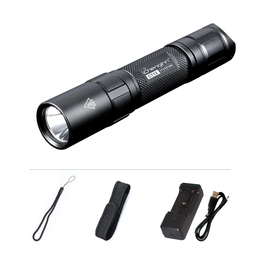SET B Chenglnn Тактический Полицейский Фонарь 1200lm Мощный CREE светодиодный фонарь для самозащиты Дайвинг военный фонарь 6 режимов 1*18650 батарея - Испускаемый цвет: SET B