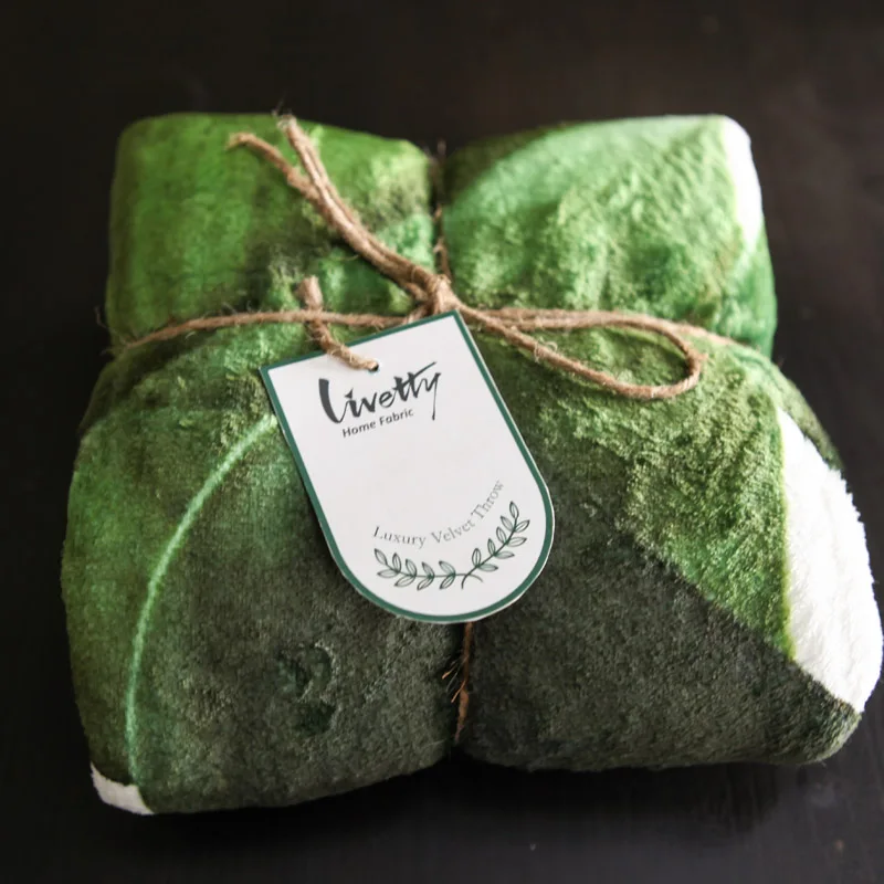 Покрывала на диван с зелеными местными листьями одеяло для кровати современное