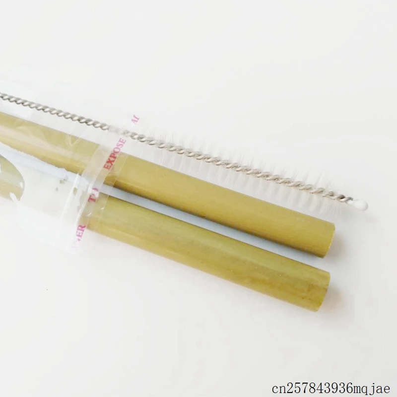 100 наборов бамбуковая Питьевая соломинка с чистыми щетками многоразовые