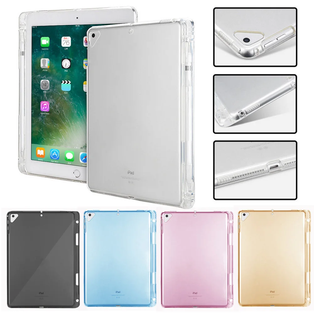 Силиконовый чехол для iPad 5 6 7 8 9 Air Air2 задняя крышка с карандашом прозрачный TPU Pro