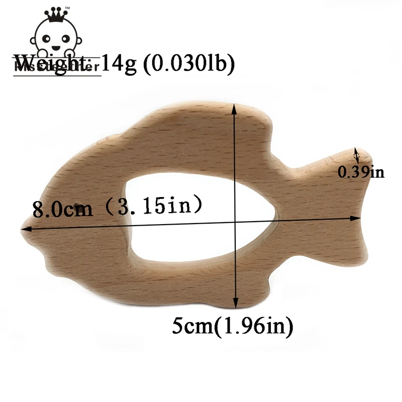 Mordedor de madera Natural hecho a mano para beb&eacute;, mordedor de beb&eacute; de haya org&aacute;nico, personalizado, colgante, respetuoso con el medio ambiente-3