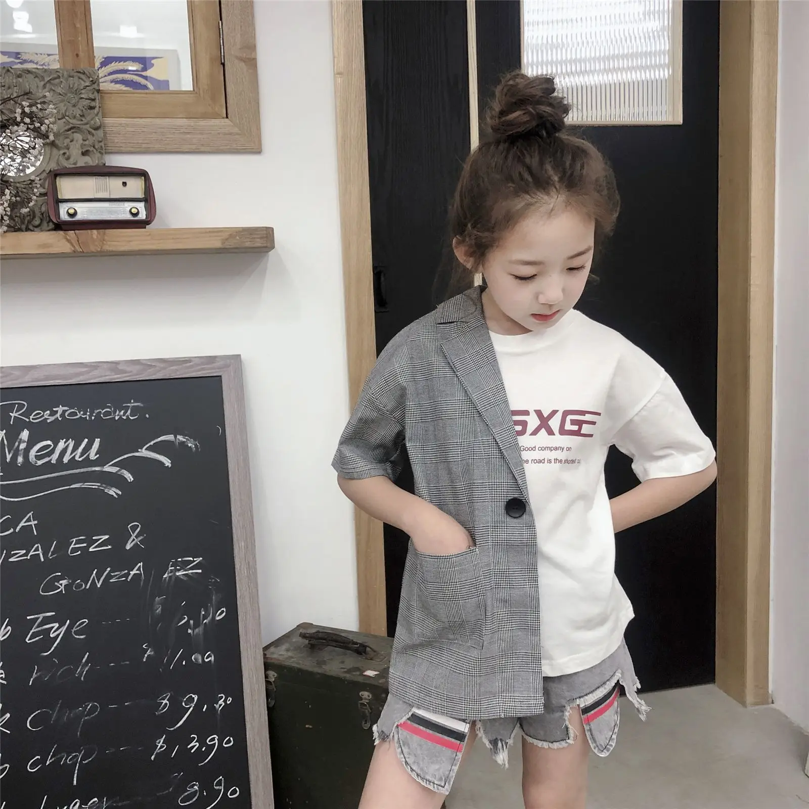Новая модная Лоскутная рубашка для малышей 2019 г. Детская летняя одежда клетчатая