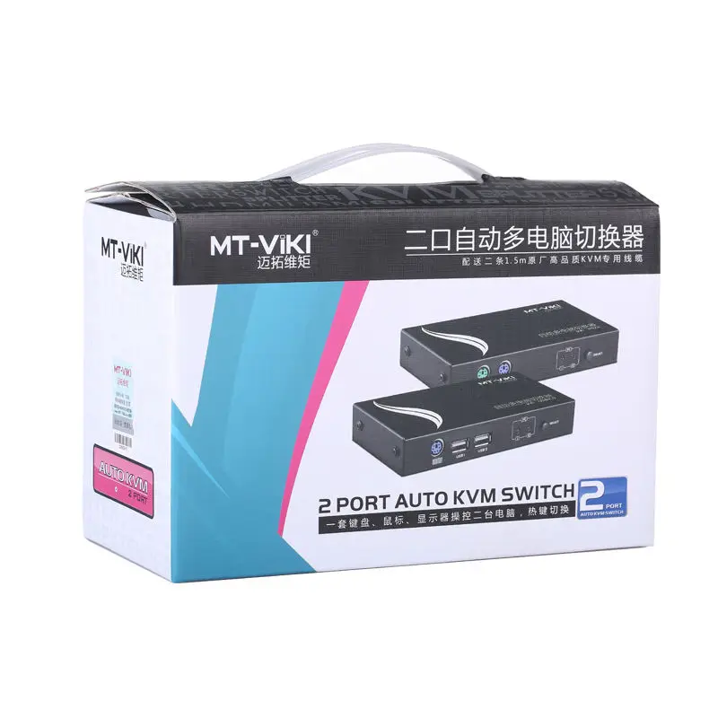 MT Viki 2 порта Авто USB KVM переключатель Hotkey выбор с оригинальными кабелями ПК