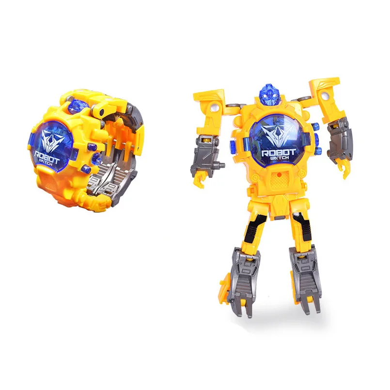 Free shipping Cartoon Creative Kids Transform Robot Wristwatch Transformation Electronic Toy Deformation Robots Watche Child Gif | Игрушки и