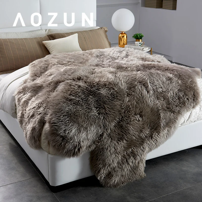 AOZUN 6P овчина ковер для домашнего декора мохнатый мех овечья кожа покрывало пушистое одеяло для детей зеленый краситель мех бросок Прямая поставка