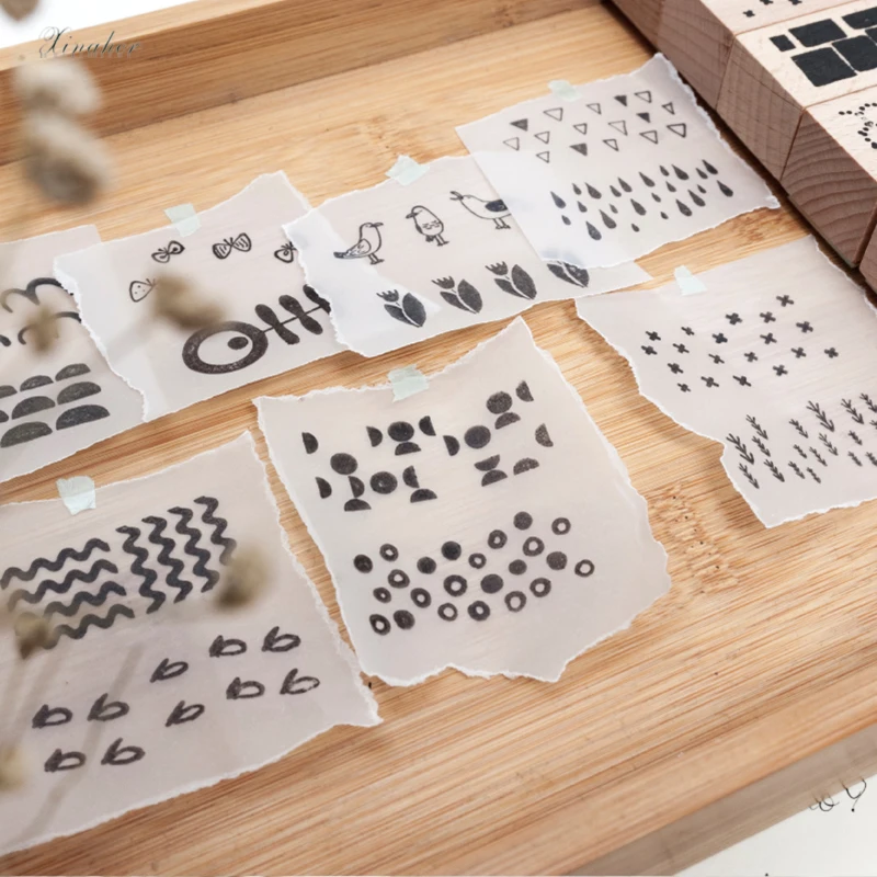 2pcs vintage Plant animal geometry wood stamp DIY craft wooden rubber stamps for scrapbooking diary standard | Дом и сад